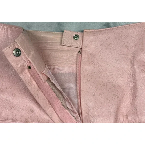Vintage Lillie Rubin Women's Size 10 Blush Leather Pencil Skirt Ostrich Texture - Picture 7 of 13